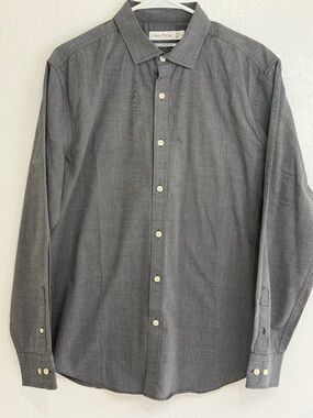Nautica Men's Gray Long-Sleeve Button-Down Shirt size large